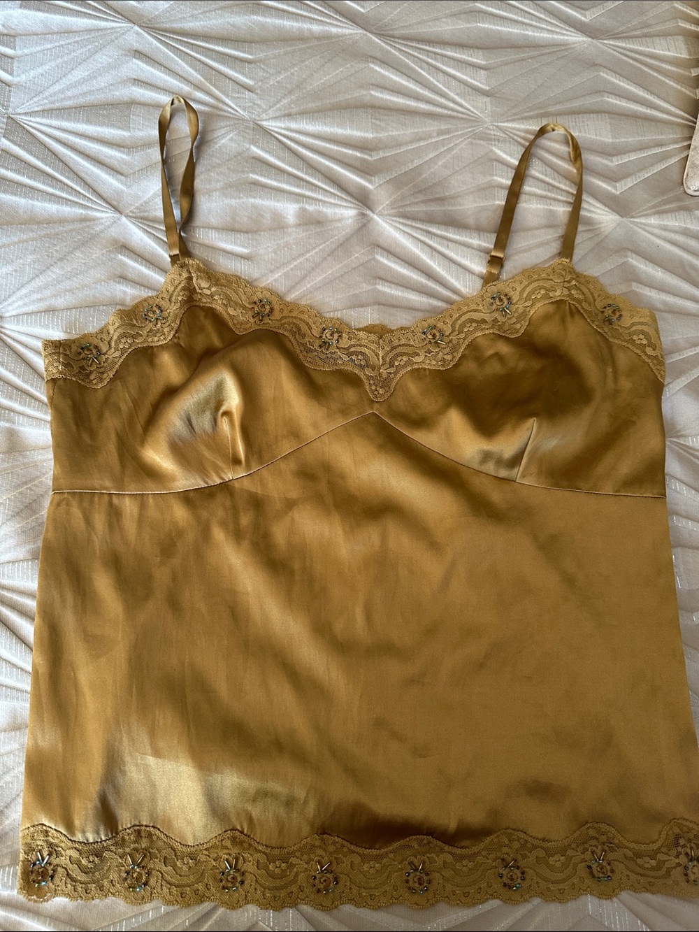 WD.NY Lace-Trim Cami in Mustard Gold
